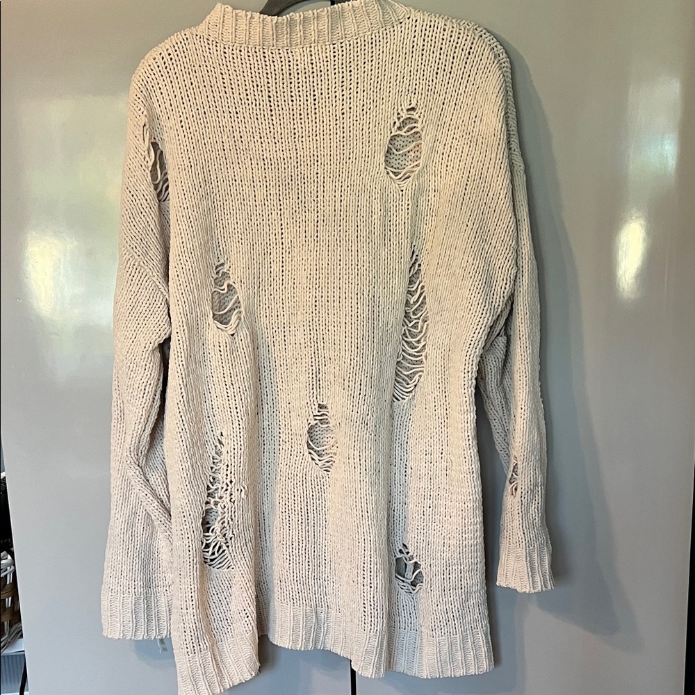 Debut Distressed Beige Sweater - Picture 2 of 5